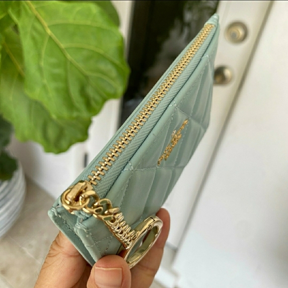 NWT! SET! Kate Spade Carey Wild Sage Quilted Zip Crossbody Bag & Zip Cardholder - Picture 9 of 11